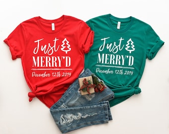 Just Merry&#39;d Miss To Mrs | Just Married Shirts | Christmas Shirt | Mrs Shirt | Engagement Gift