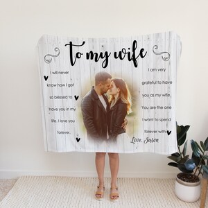 Manta personalizada con nombre de foto / Manta de lona con nombre de foto personalizada / Regalo para esposa / Regalos románticos / Regalo personalizado / Manta para mi esposa