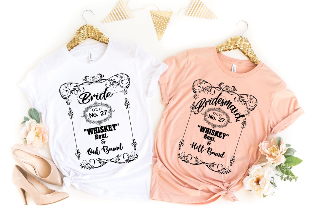 Bride Whiskey Bent Veil Bound Shirt Wedding Hell Bound Gold
