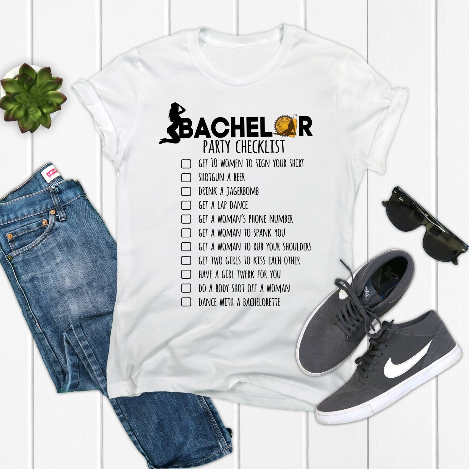 Bachelors Party Checklist Bridal Party Shirts Bachelors Etsy
