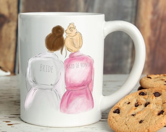 Bride and Bridesmaid Mug | Bachelorette Party Bridal Shower Gift | Engagement Gift | Gift For Bride