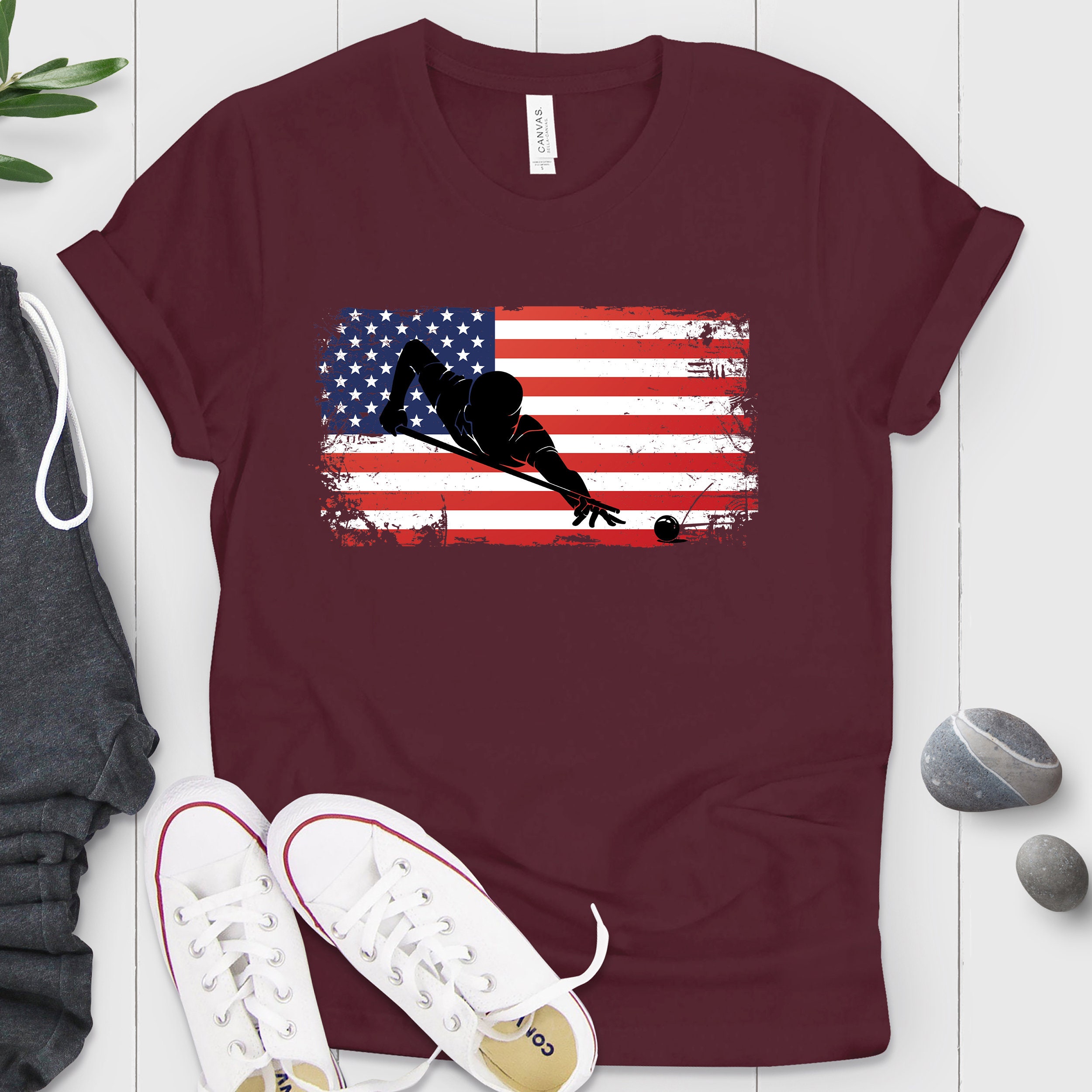 Billiard Shirt - Awesome Billiard Snooker Near Me America Flag