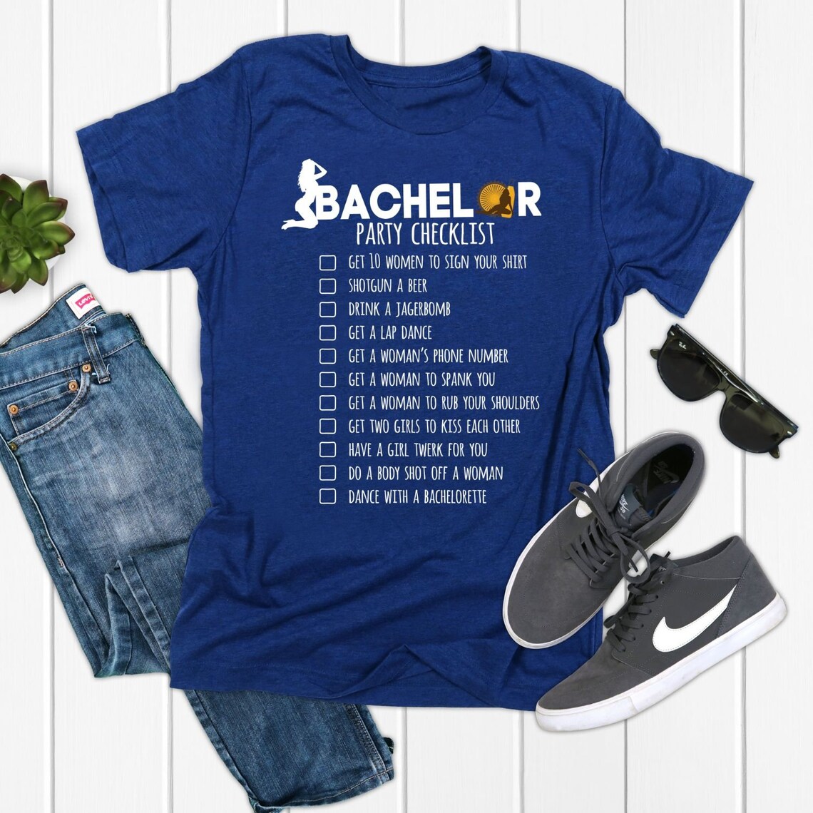 Bachelors Party Checklist Bridal Party Shirts Bachelors Etsy