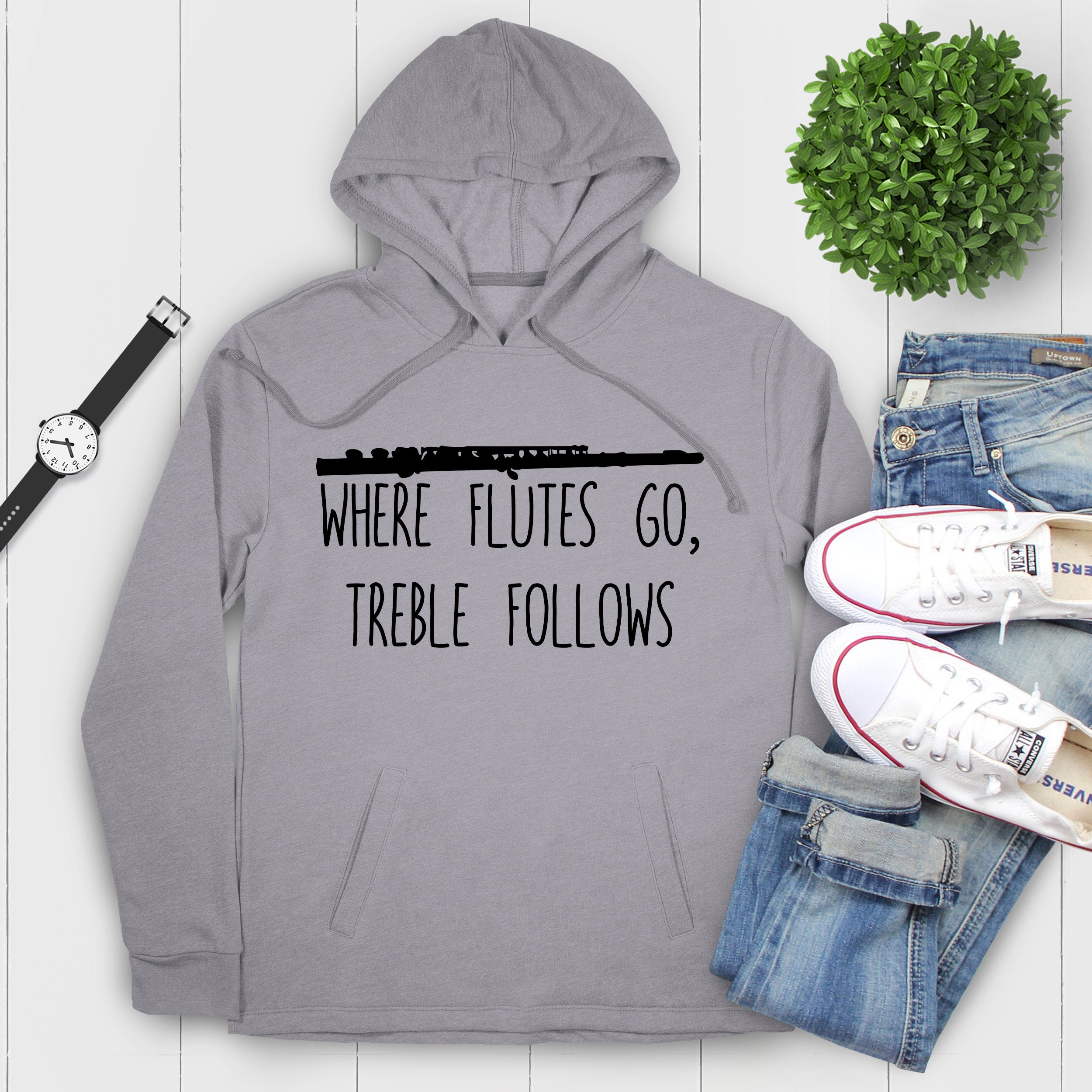 Where Flutes Go Treble Follows Hoodie Flute Gifts Birthday Etsy