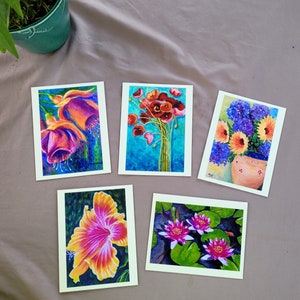 Carte d'arte di fiori, carte d'arte fatte a mano, carte d'arte di fiori, carte d'arte vuote