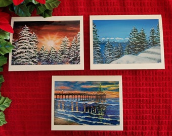 Holiday Handmade Art Cards, Art Cards, Holiday Cards, Hand Stamped Cards, Photo Cards, Christmas Art Cards, Christmas Cards