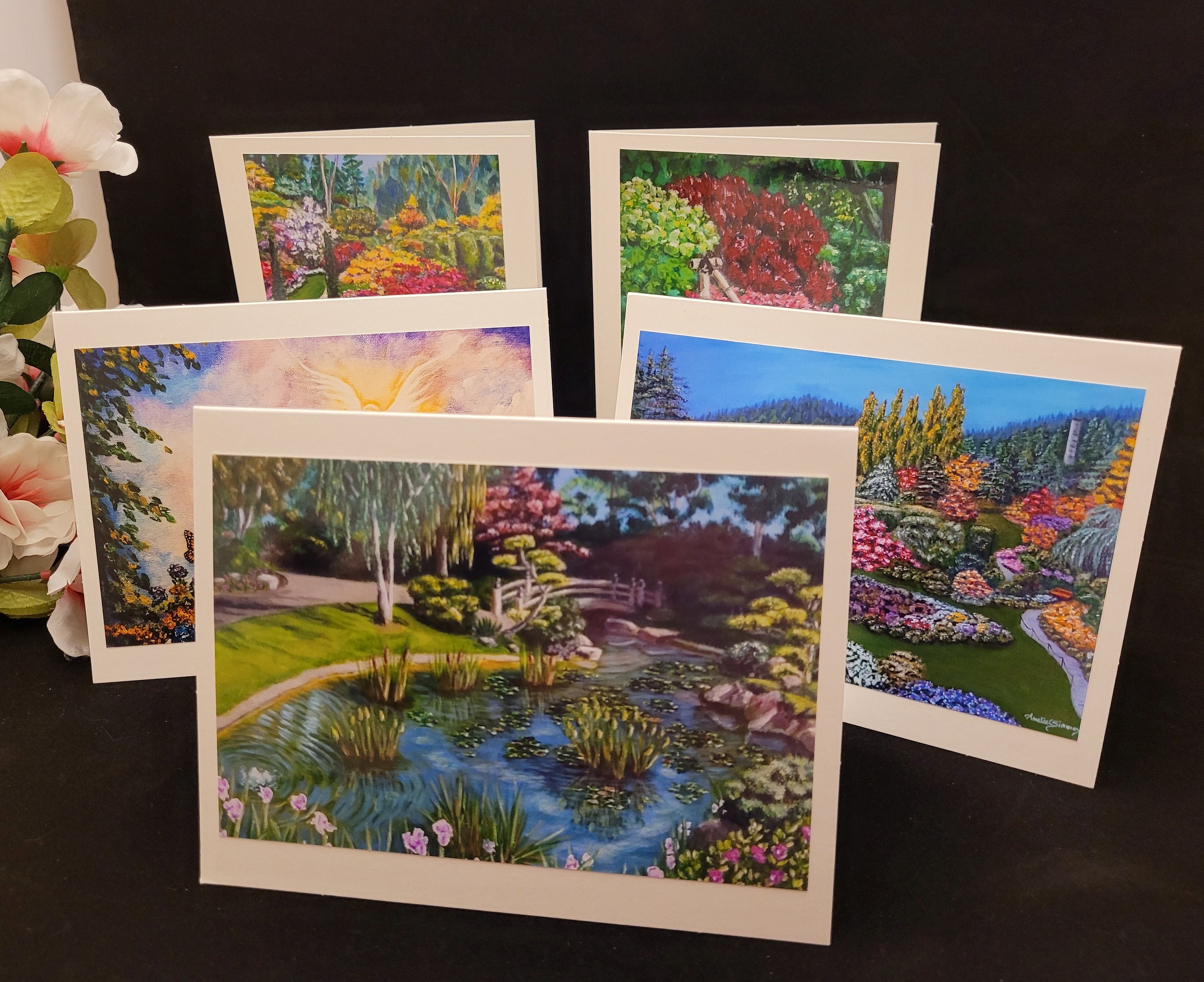 Garden Art Cards Handmade All Occasion Art Cards Garden Art Etsy