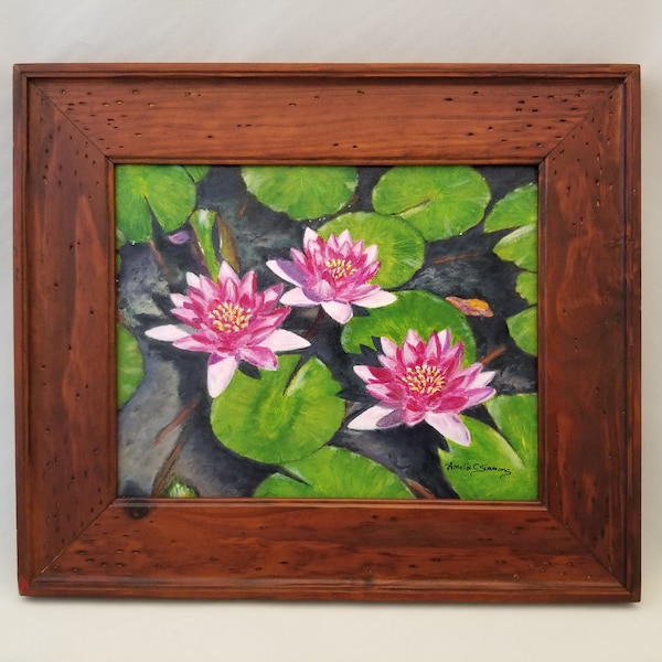 Peinture acrylique originale Rancho Waterlilies, Peinture acrylique originale de Waterlily, peinture acrylique de fleur de waterlilies,