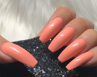 Peach Nails Etsy