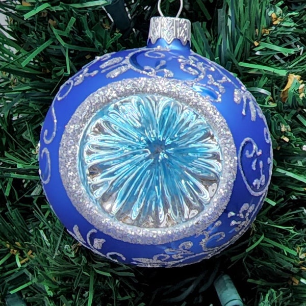 Blown Glass Ornament - Light Blue - Hand Made In Ukraine - Hand Painted - Refractor Ornament - Keepsake Ornament - Natural Glass - Blue