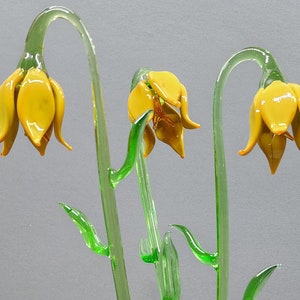 Yellow Glass Lily - Hand Made In Ukraine - Murano Quality - Long Stem - Lampworking Technique - Yellow - Colored Glass - Single Lily
