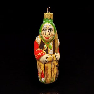 Baba Yaga Ornament - Hand Made In Ukraine - Blown Glass Ornament - Hand Decorated - Keepsake Ornament - Witch - Shape Ornament - Old Witch