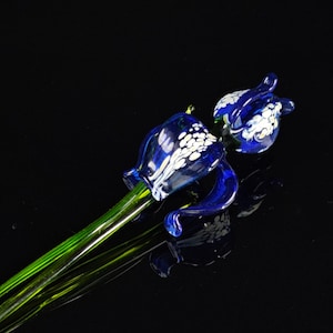 Íris de vidro - Íris de vidro azul - Feito à mão na Ucrânia - Íris de lampworking - Íris para sempre - Íris única - Qualidade Murano - Vidro feito à mão