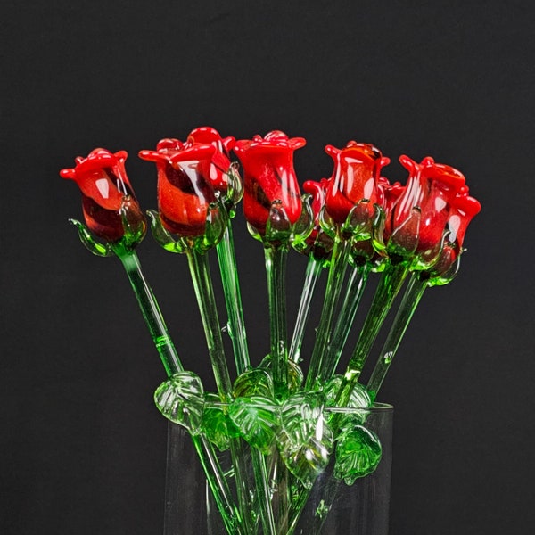 Handgefertigte Rote Glas Rose aus der Ukraine, Murano Qualität Forever Rose Aus alten Techniken ist ein großartiges Geschenk für Blumenliebhaber und Liebhaber!