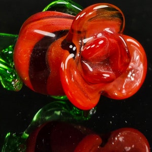 Long Stem Red Glass Rose, Hand Made In Ukraine Using Traditional Lampworking Technique, Murano Quality, Single Rose That Can Last Forever