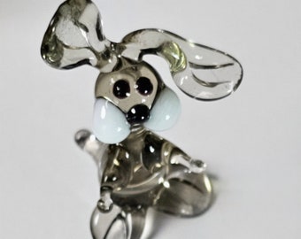 Mini Glass Rabbit Figurine, Clear Rabbit, Murano Quality Lampworking Glass Figurine Hand Made In Ukraine, Great Addition To Your Collection