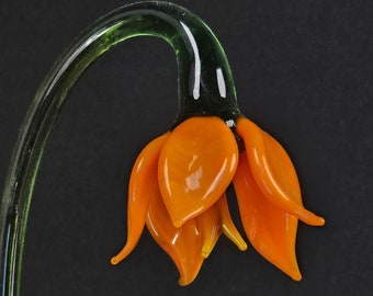 Orange Glass Lily Flower, Handmade in Ukraine Using Traditional Lampwworking Techniques, Murano Quality Gift She's Sure To Love, Single Lily