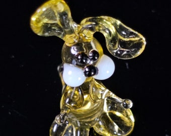 Mini Glass Rabbit Figurine, Amber Rabbit, Murano Quality Lampworking Glass Figurine Hand Made In Ukraine, Great Addition To Your Collection