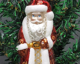 Santa Claus Ornament - Hand Made In Ukraine - Blown Glass Ornament - Hand Decorated - Keepsake Ornament - Santa - Shape Ornament