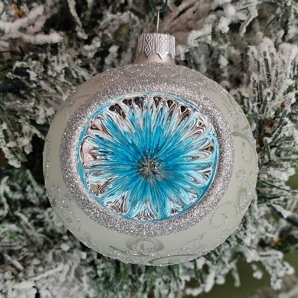 Silver Blown Glass Refractor Ornament - Hand Made In Ukraine - Hand Painted Silver Reflector Ornament - Keepsake Ornament - Natural Glass