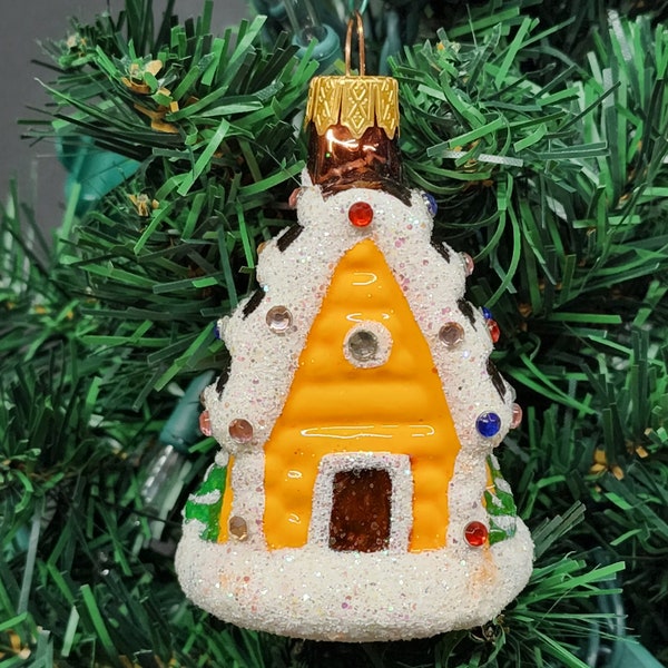 Cottage Ornament - Hand Made In Ukraine - Blown Glass Ornament - Hand Decorated - Keepsake Ornament - Candy House - Shape Ornament - Candy