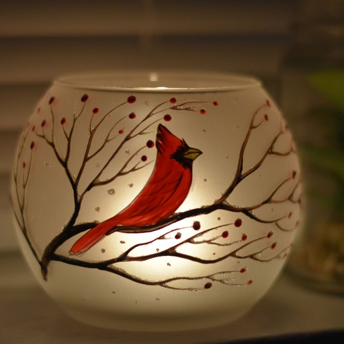 Cardinal Candle Holder Hand Made in Ukraine Blown Glass Etsy