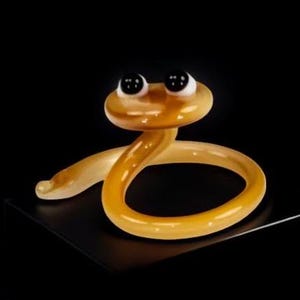 Ivory Snake Figurine, Mini Glass Murano Quality Lampworking Glass Figurine, Hand Made In Ukraine, A Great Addition To Your Collection