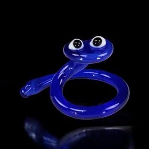 Blue Snake Figurine, Mini Glass Murano Quality Lampworking Glass Figurine, Hand Made In Ukraine, A Great Addition To Your Collection