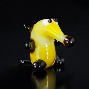 Yellow Aardvark Figurine, Mini Glass Murano Quality Lampworking Glass Figurine, Hand Made In Ukraine, A Great Addition To Your Collection