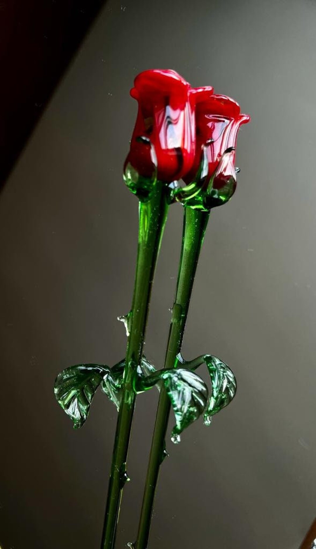 Long Stem Red Glass Rose Hand Made in Ukraine Blown Glass Etsy