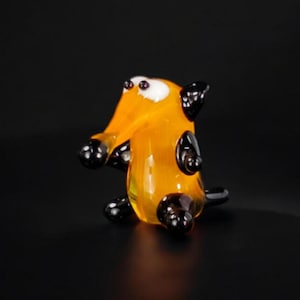 Orange Aardvark Figurine, Mini Glass Murano Quality Lampworking Glass Figurine, Hand Made In Ukraine, A Great Addition To Your Collection