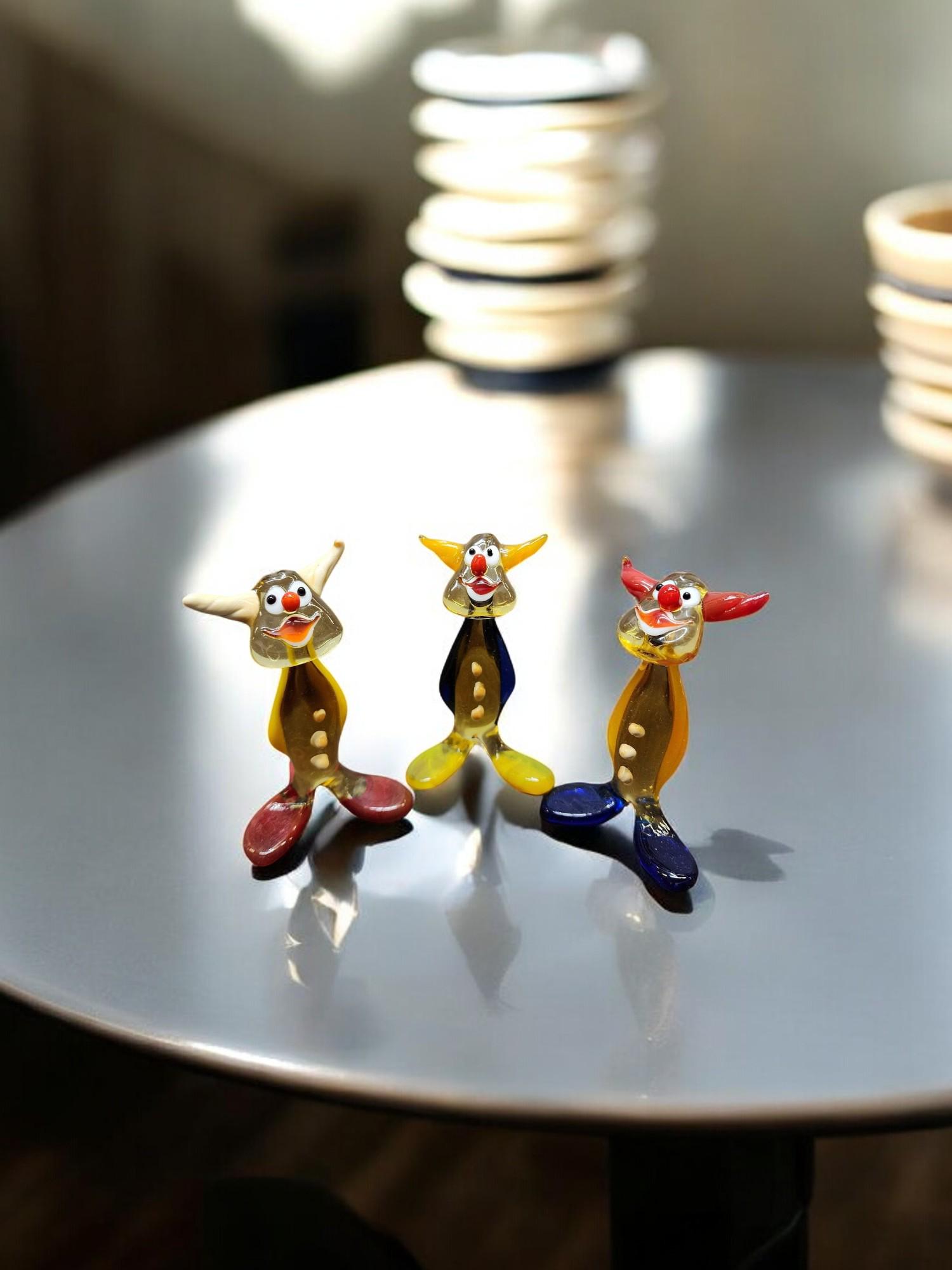 【☆ゆきみだいふく☆】レア！MURANO☆フロストガラス ピエロ人形 置物 ガラスのピエロの置物、コレクター向けのガラスのピエロ、ムラーノ品質