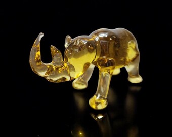 Glass Rhino Figurine, Collectible Glass Rhino, Murano Quality Gift At A Fraction Of The Price, Handcrafted In Ukraine