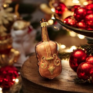 Violin Ornament - Hand Made In Ukraine - Blown Glass Ornament - Hand Decorated - Keepsake Ornament - Violin - Shape Ornament - Orchestra