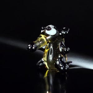 Amber Aardvark Figurine, Mini Glass Murano Quality Lampworking Glass Figurine, Hand Made In Ukraine, A Great Addition To Your Collection