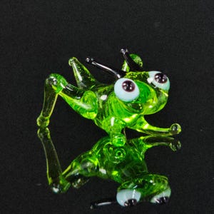 Grasshopper Figurine, Mini Glass Murano Quality Lampworking Glass Figurine, Hand Made In Ukraine, A Great Addition To Your Collection
