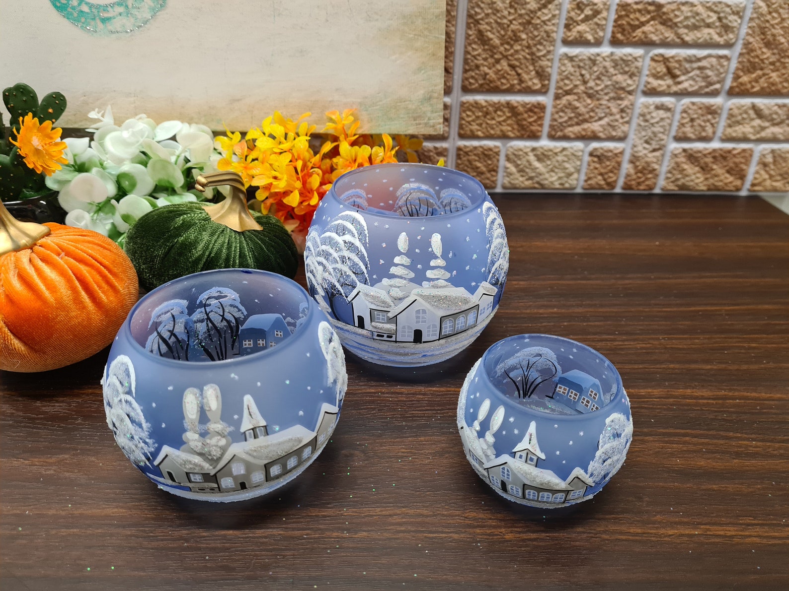 Light Blue Candle Holder Blown Glass Hand Made Baby Blue Etsy