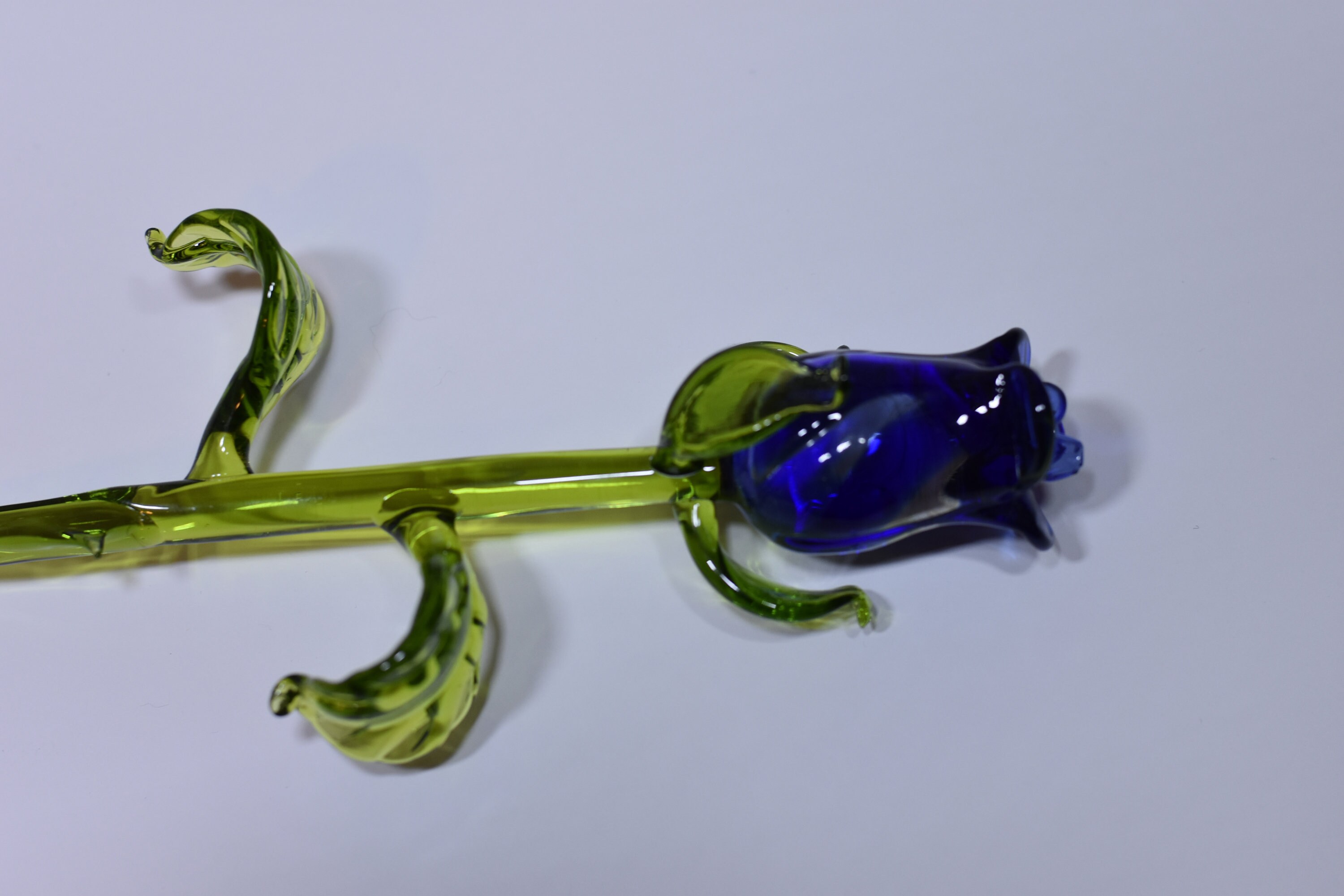 Long Stem Glass Rose Blue Single Rose Hand Made Etsy