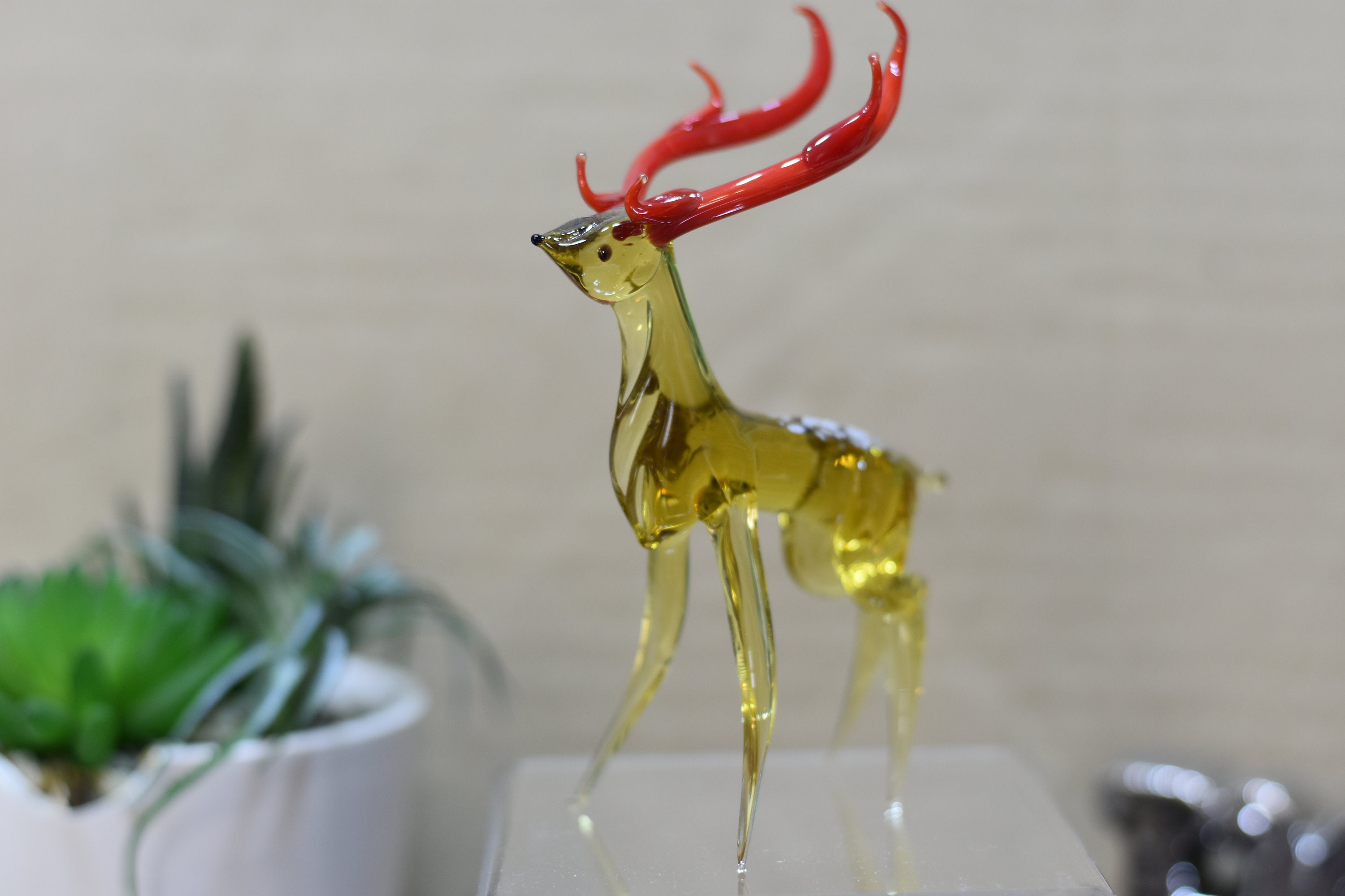Glass Elk Figurine Etsy
