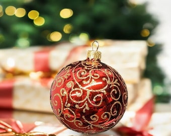 赤い吹きガラスのオーナメント - 大きな雪の結晶 - 赤いオーナメント