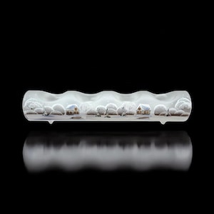 Frosted Glass Candle Holder  - Centerpiece Style - Quadruple Holder - Winter Wonderland - Hand Made In Ukraine - Log Style - Blown Glass
