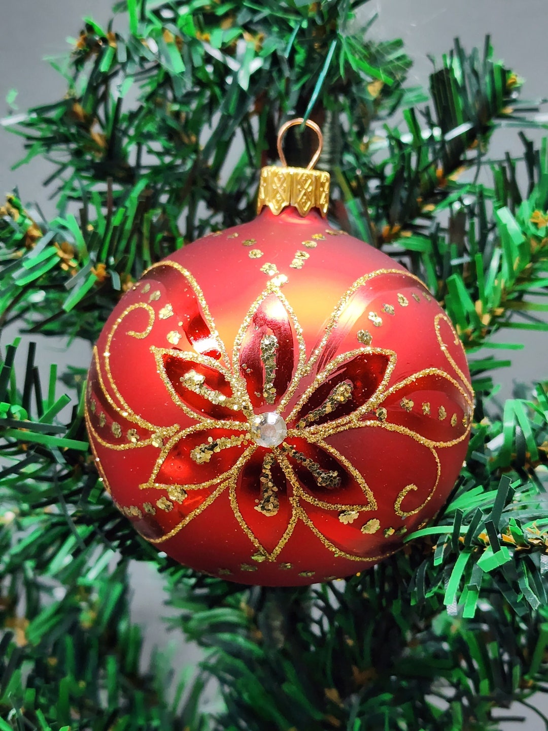 Red Glass Patterned Ornament