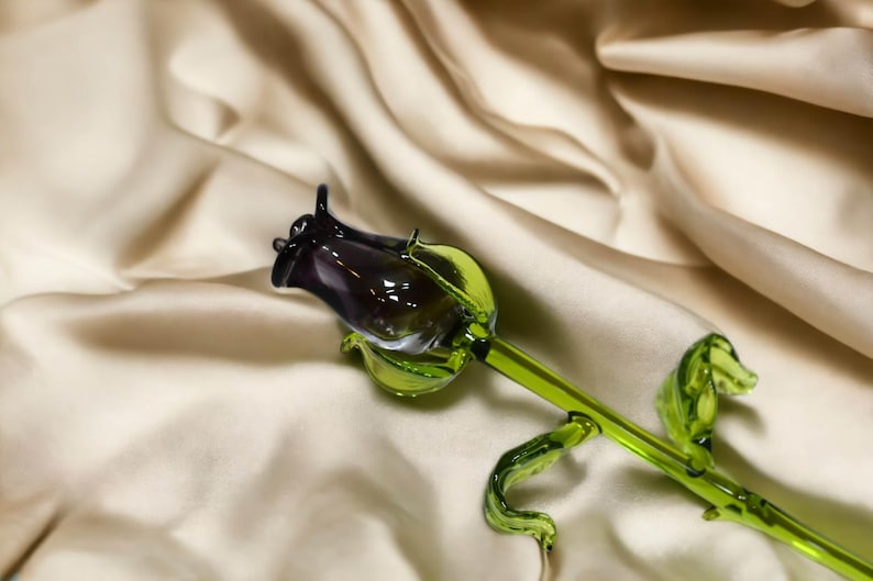 Purple Glass Rose, Handcrafted Glass Flower, Hand Made in Ukraine Using ...