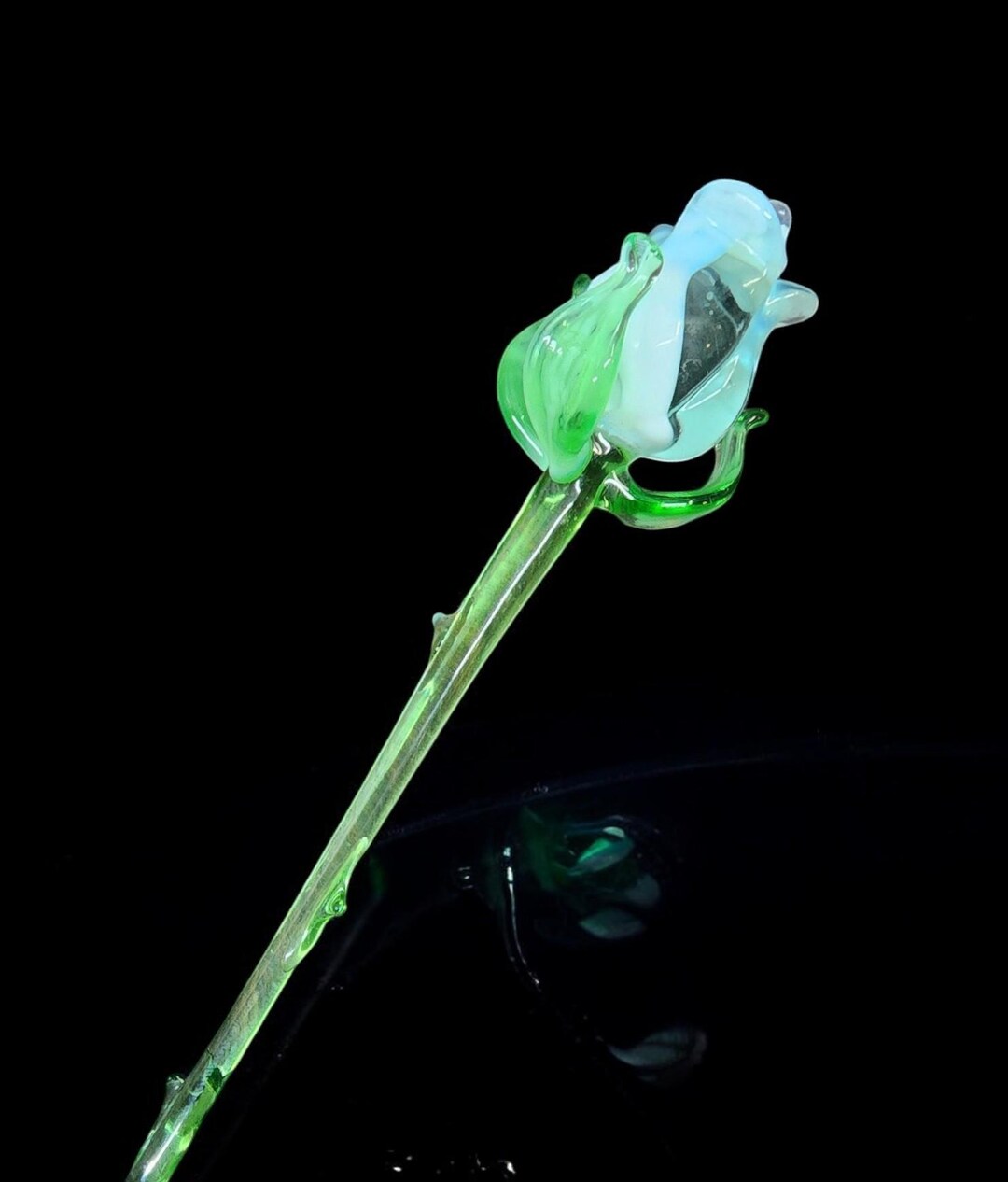 White Glass Rose, Handcrafted Glass Flower, Hand Made in Ukraine Using ...