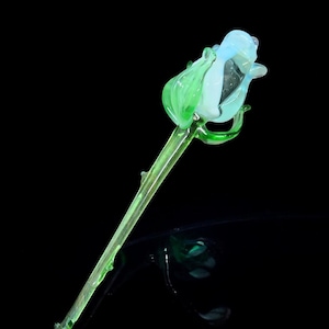 White Glass Rose, Handcrafted Glass Flower, Hand Made In Ukraine Using Murano Quality Glass, Great Gift For Loved Ones And Flower Lovers