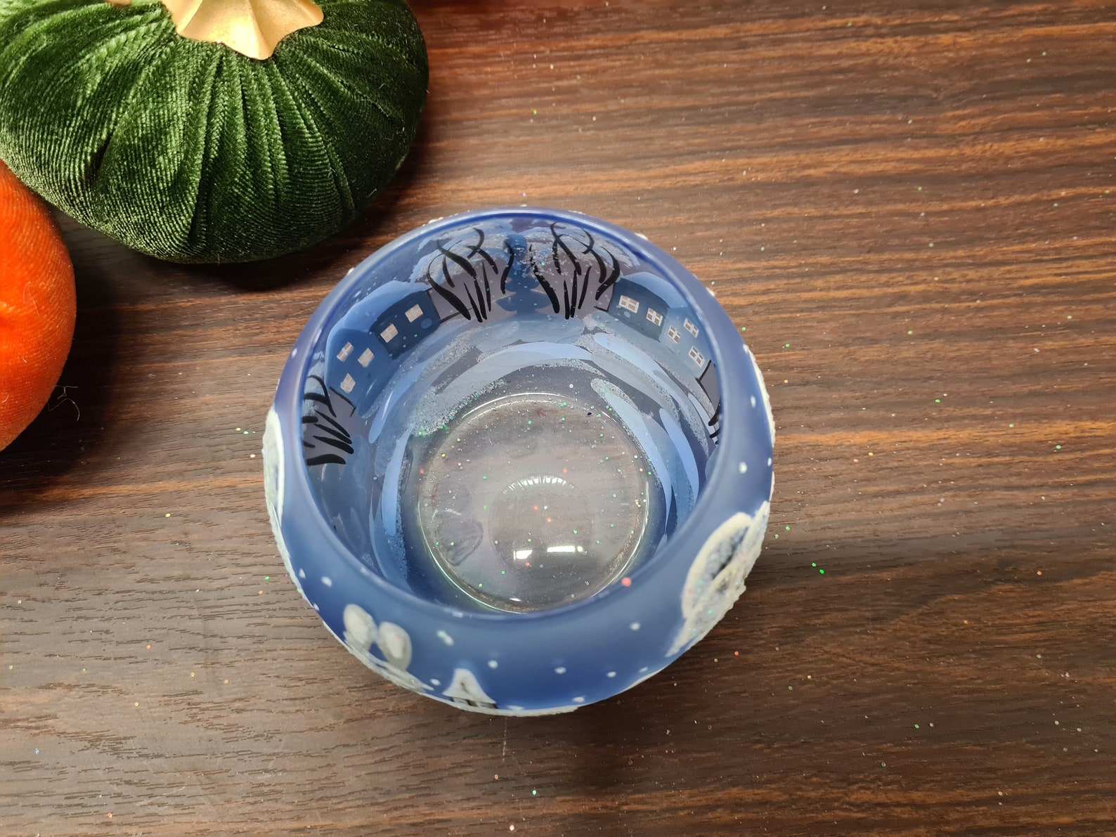 Light Blue Candle Holder Blown Glass Hand Made Baby Blue Etsy