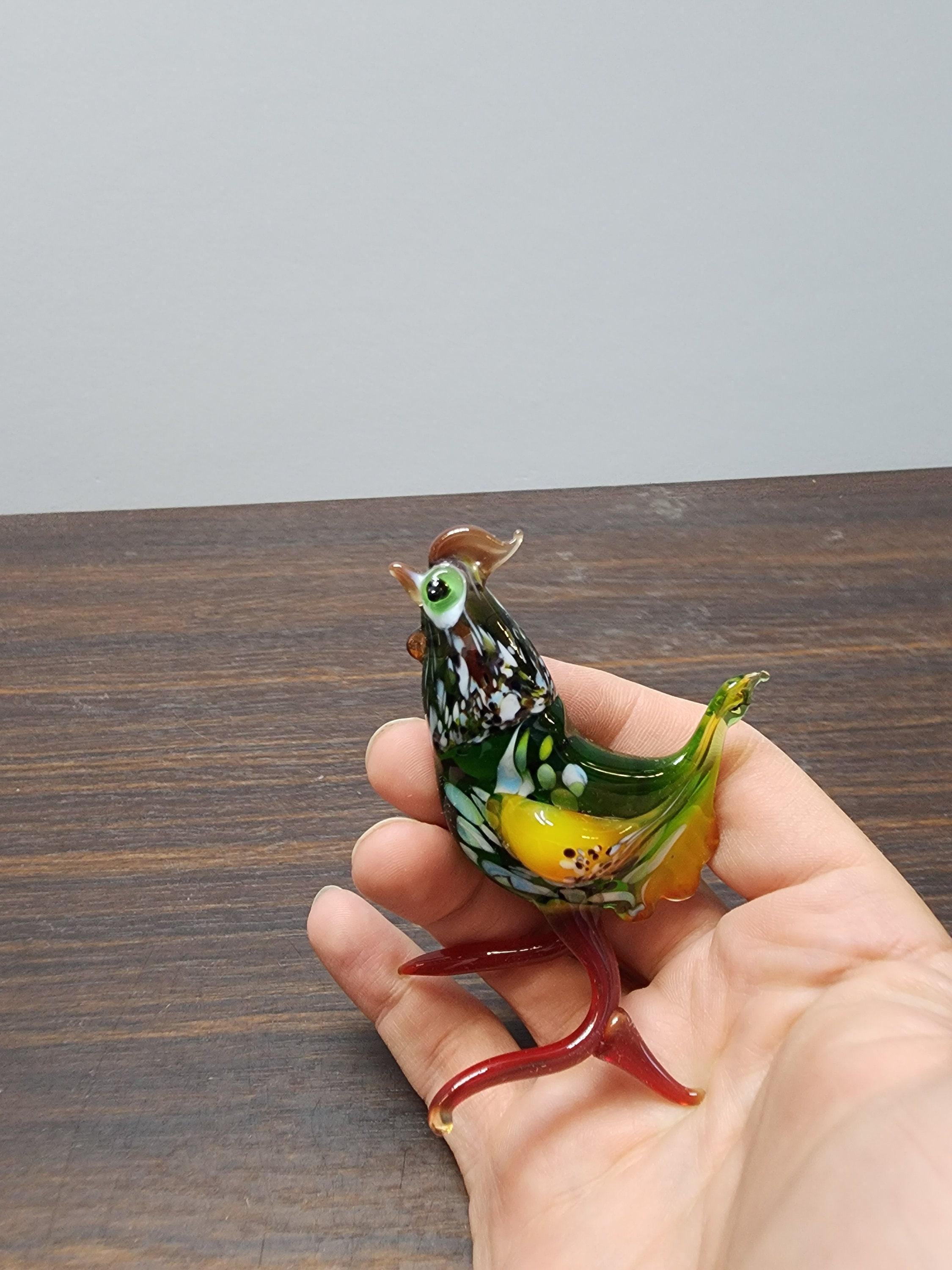 ガラス製の鶏の置物、コレクター向けのガラス製の鶏、ムラーノ品質の
