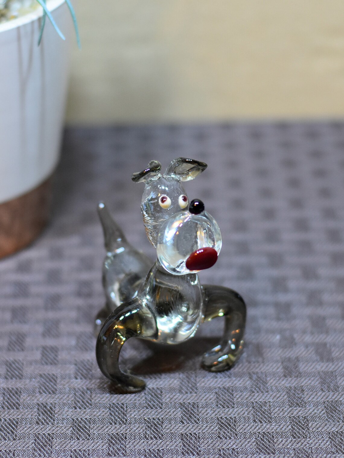 Glass Dog Figurine Etsy