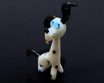 ガラスの犬の置物 - 吹きガラスの子犬の彫刻 - ムラーノスタイルの