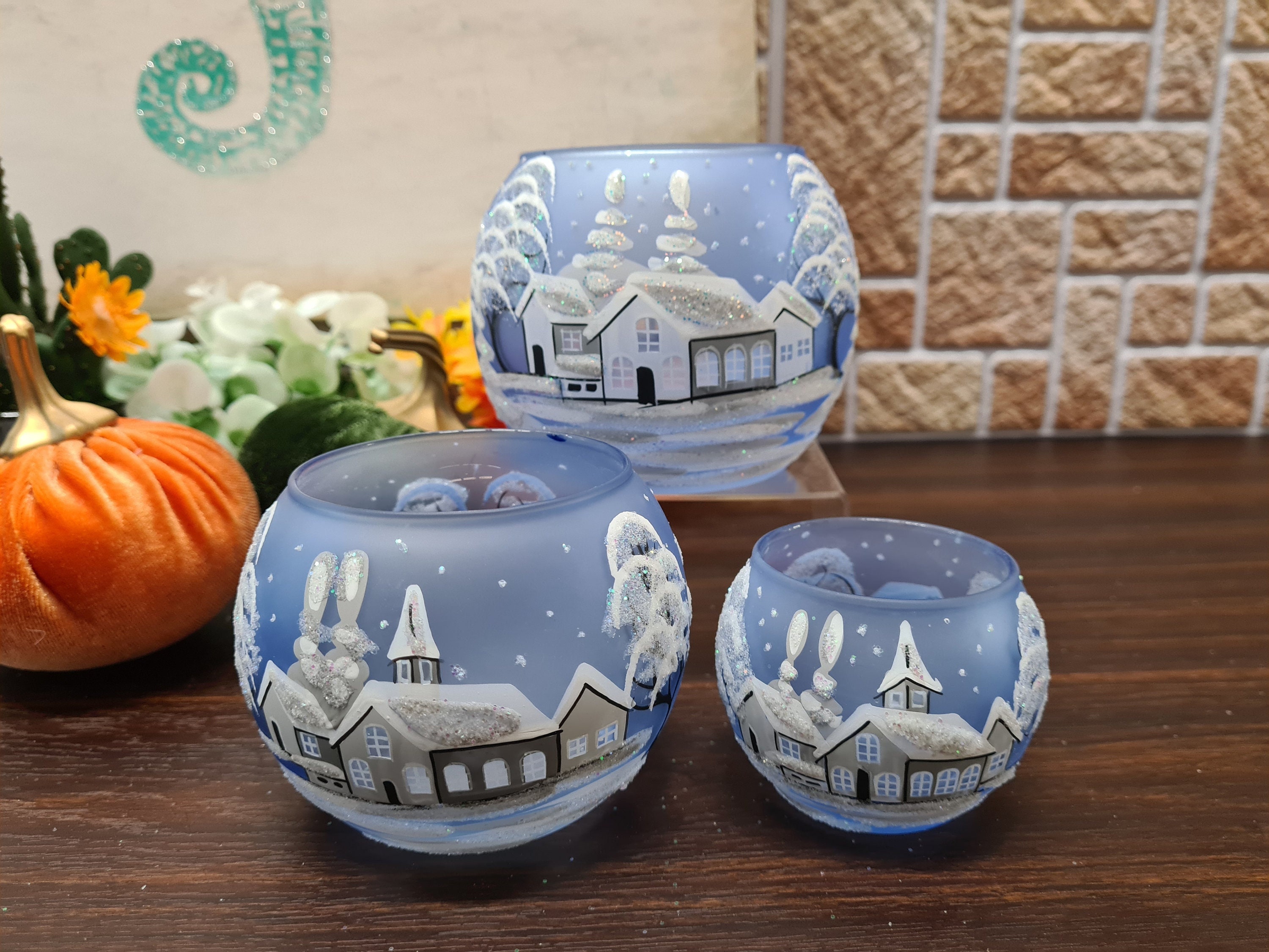 Light Blue Candle Holder Blown Glass Hand Made Baby Blue Etsy